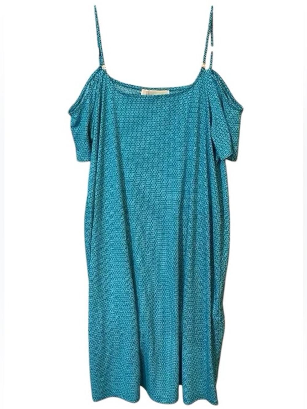 Teal Cold-Shoulder Patterned Dress